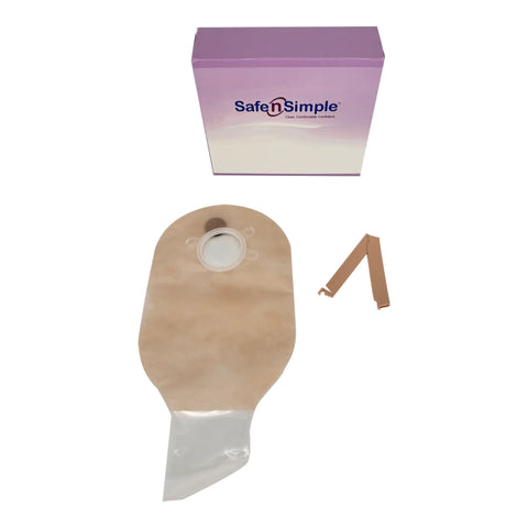 Safe N Simple SNS7308134 12" Drainable 2-Piece Pouch Transparent with Filter 1-3/4" Flange with Belt Tabs and one curved tail closure