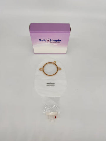 Safe N Simple SNS7502234 9" Urostomy 2-Piece Pouch Transparent 2-3/4" Flange with Valve and Belt Tabs