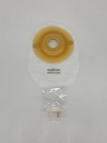 Safe N Simple SNS7610328 9" Urostomy 1-Piece Pouch Extended Wear Convex Transparent 1-1/4" Pre-Cut Stoma opening with valve and Belt Tabs