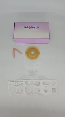 Safe N Simple SNS7612258 12" Drainable 1-Piece Pouch Extended Wear Convex Transparent 1" Pre-Cut Stoma opening with standard curved tail closure and Belt Tabs